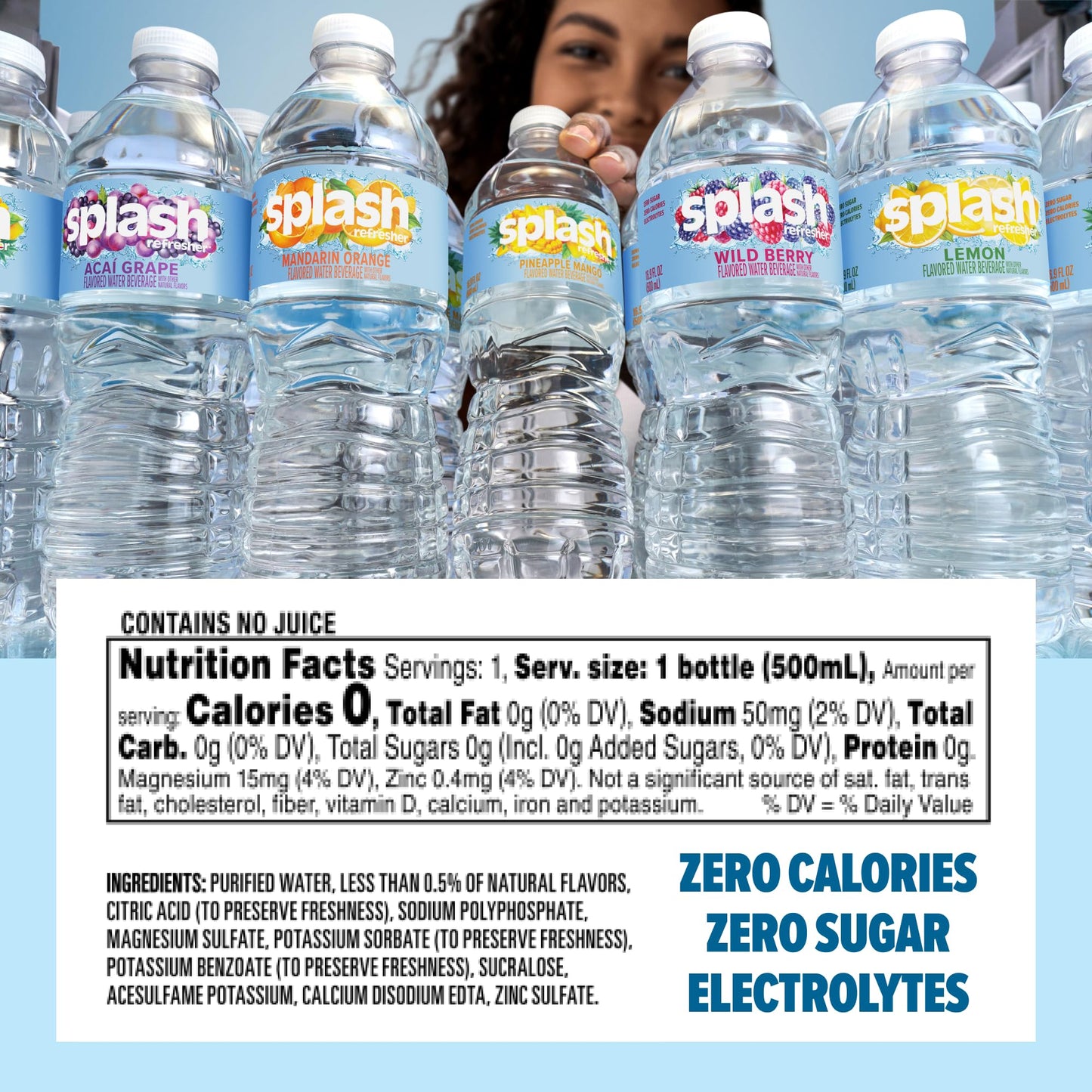SPLASH REFRESHER Flavored Water Bottles, Mandarin Orange - 6 Pack