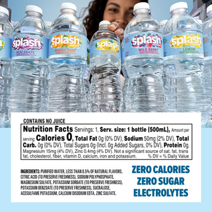 SPLASH REFRESHER Flavored Water Bottles, Mandarin Orange - 6 Pack