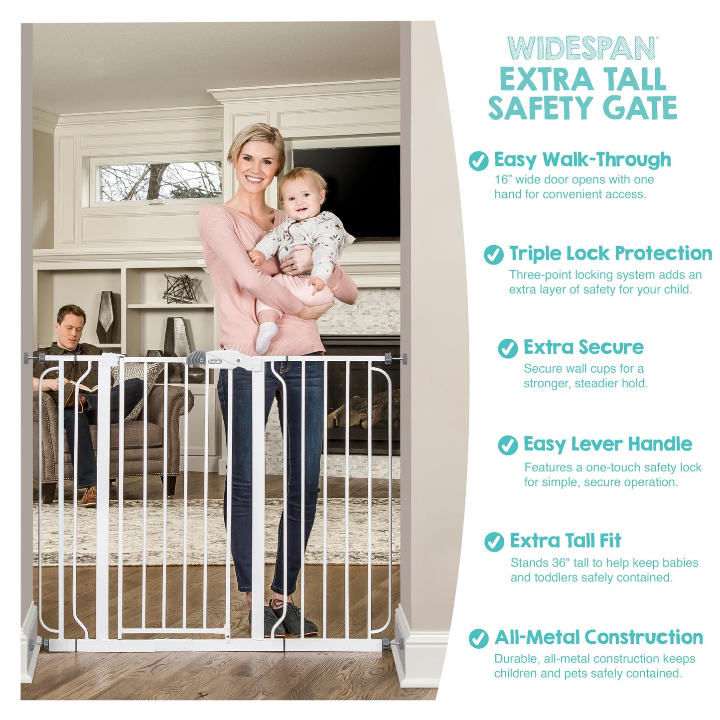 Regalo Safety 29"-38.5" Easy Step Baby Gate, Bottom of Stairs & Doorways