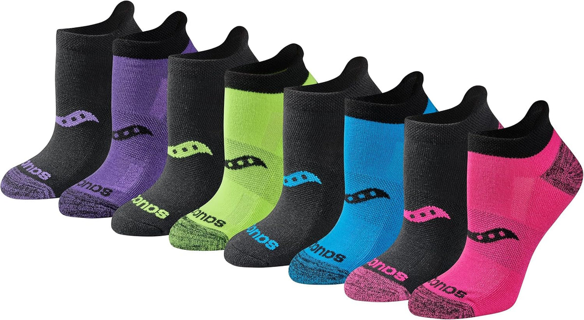 Saucony Women's RunDry Performance Heel Tab Athletic Socks, Available in S-L (8, 16, 24 Pairs)