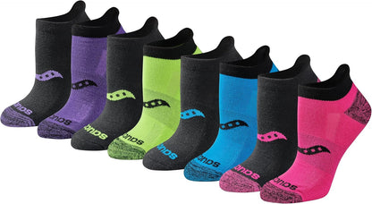 Saucony Women's RunDry Performance Heel Tab Athletic Socks, Available in S-L (8, 16, 24 Pairs)