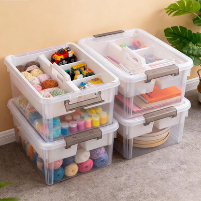 Citylife 6Qt 4Packs Clear Craft Organizers and Storage BOX, Sensory Bins
