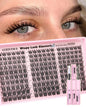 Goddvenus Brown Wispy Eye Lash Clusters Kit Natural Cluster Eyelash Extensions Kit False Eyelash Clusters Fluffy DIY Individual Lash Extensions Kit C Curl
