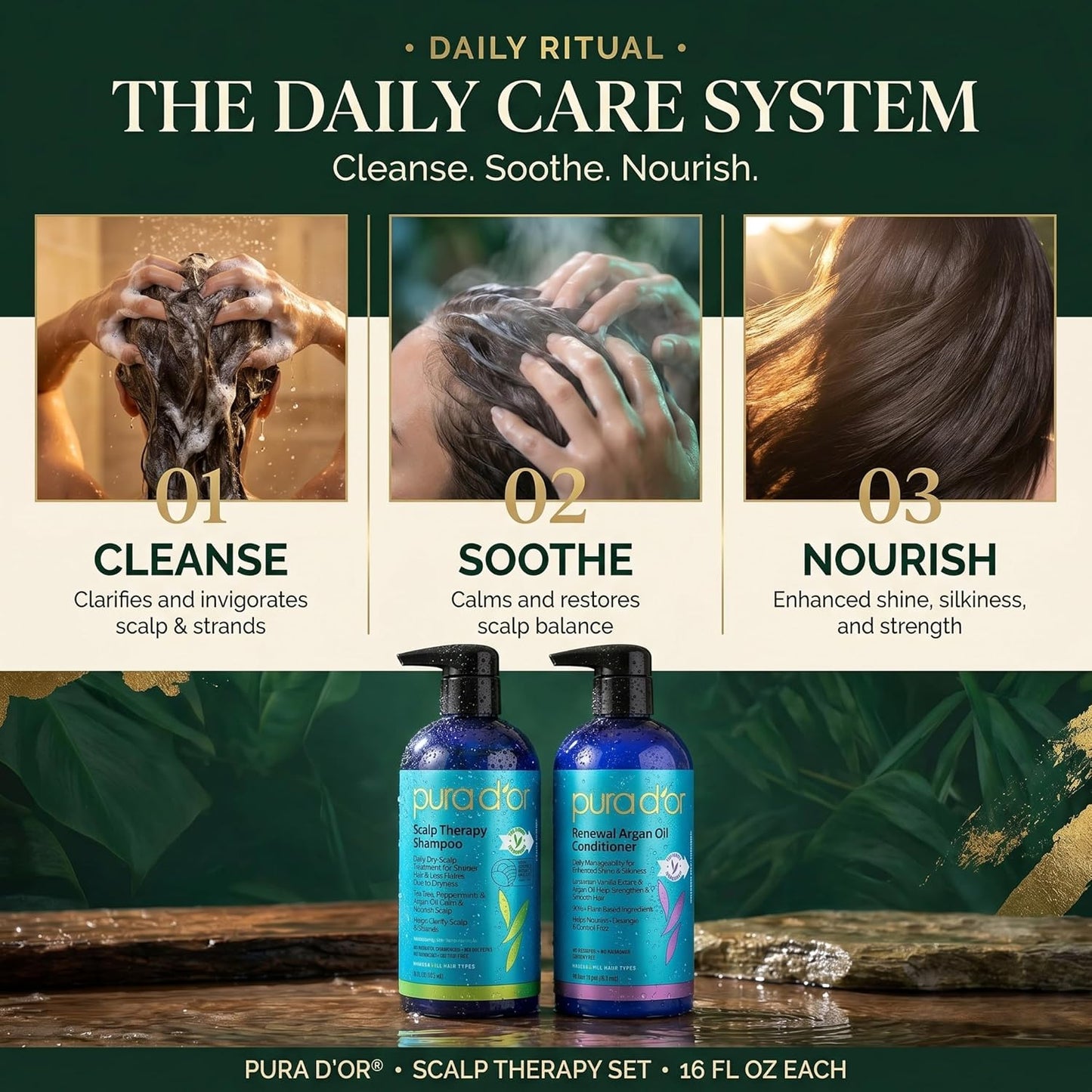 PURA D'OR Deep Moisturizing Biotin Hair Regrwoth Conditioner Thickens, Softens, & Moisturizes Dry, Frizzy, Damaged Hair w/Argan Oil, Pumpkin, Rosemary, Honeysuckle, Vitamin E, Men & Women, 16oz