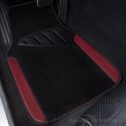 CAR PASS Waterproof Universal Fit Car Floor Mats, Faux Leather Car Carpet Mats, Black Car Mats with Anti-Slip Nibbs Backing & Driver Heel Pad Fit for SUV,Vans,sedans, Trucks,Set of 4pcs(All Black)