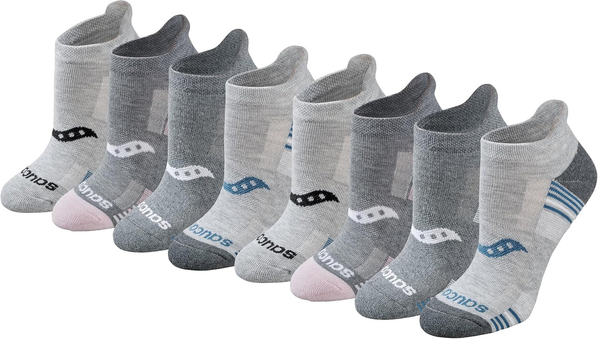 Saucony Women's RunDry Performance Heel Tab Athletic Socks, Available in S-L (8, 16, 24 Pairs)