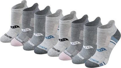 Saucony Women's RunDry Performance Heel Tab Athletic Socks, Available in S-L (8, 16, 24 Pairs)