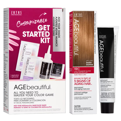 AGE beautiful Permanent Hair Color Cream, 100% Gray Coverage Hair Dye with Biotin Anti-Aging Formula for Fuller, Thicker Hair, Professional Salon Quality