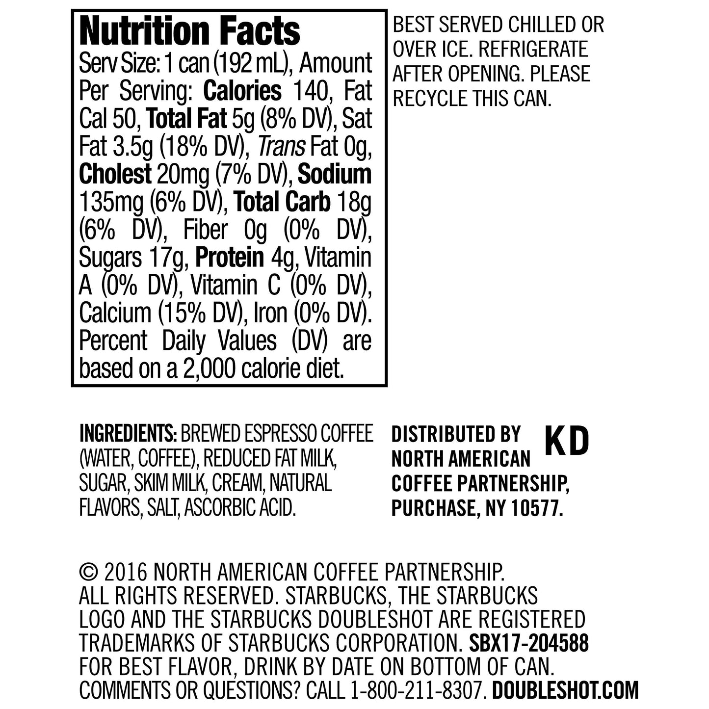 Starbucks Espresso & Cream, 6.5 Fl Oz Cans (Pack of 12)