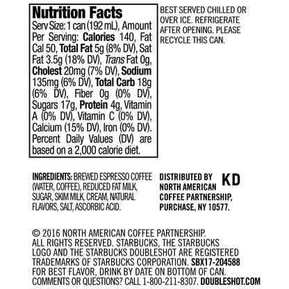 Starbucks Espresso & Cream, 6.5 Fl Oz Cans (Pack of 12)