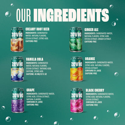 Zevia Zero Sugar Soda, Cola, 12 oz Cans (24-Pack) – Naturally Sweetened, Zero Calorie Sugar Free Soda - Non-GMO Project Verified, Gluten-Free, Vegan