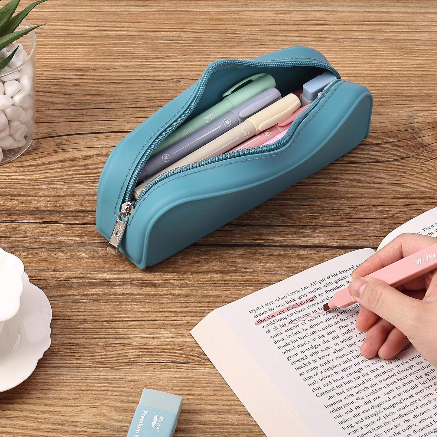 Mr. Pen- Silicone Pencil Case, Aesthetic Pencil Bag for Women, Makeup Pouch