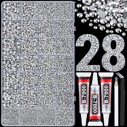 Rainbow Flatback Rhinestones for Crafting and 3PCS B7000 Glue (Set 1), 2 Boxes of 4500 PCS Resin Rhinestones Gems Charms for Bedazzling DIY Crafts Tumblers Shoes Fabric Clothing Nail Art