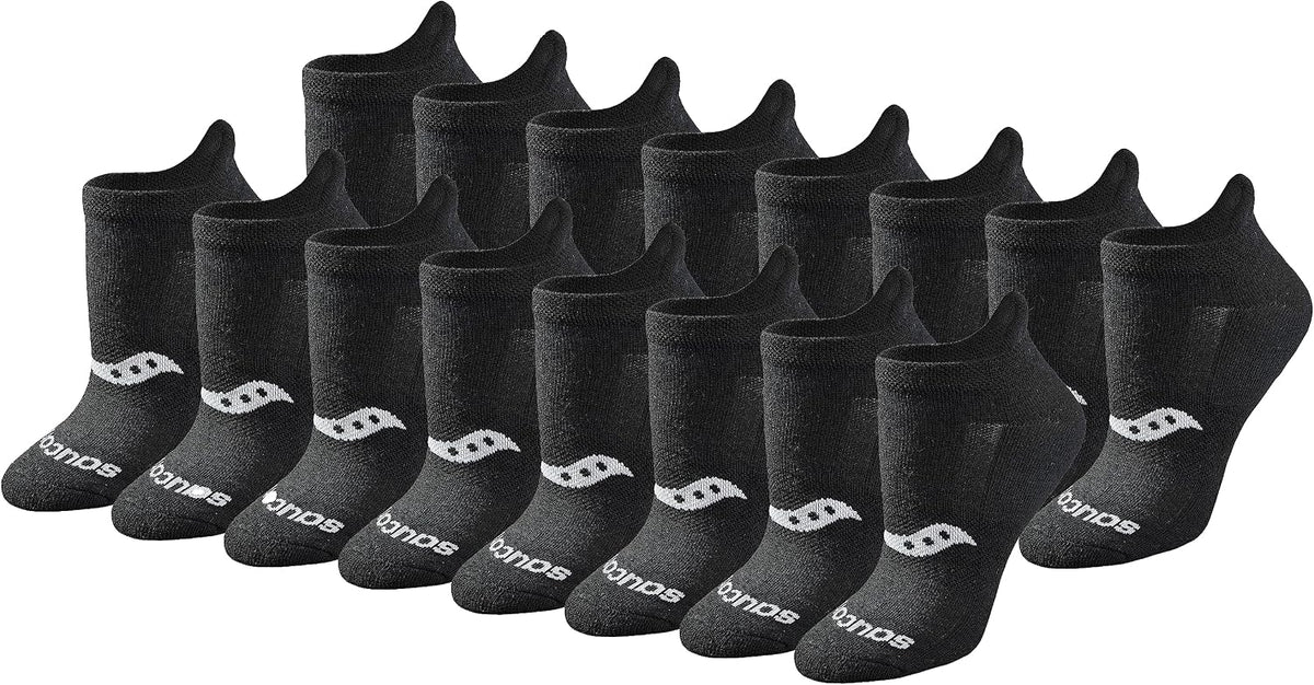 Saucony Women's RunDry Performance Heel Tab Athletic Socks, Available in S-L (8, 16, 24 Pairs)