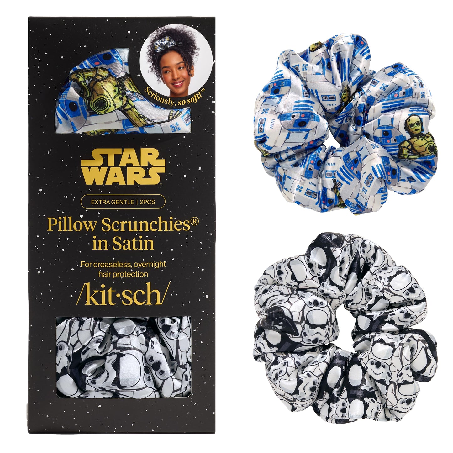Kitsch Ultra-Petite Satin Scrunchies for Women - Eucalyptus, 6pcs