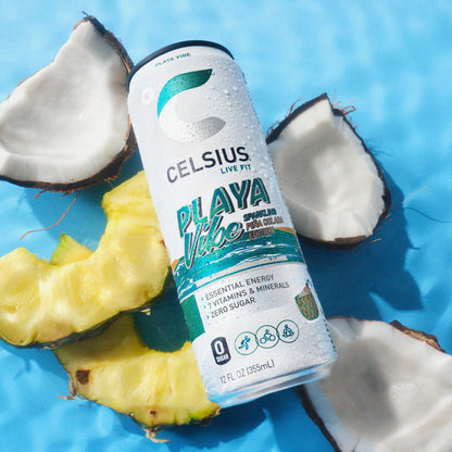 CELSIUS Sparkling Tropical Vibe, Functional Essential Energy Drink 12 Fl Oz (Pack of 12)