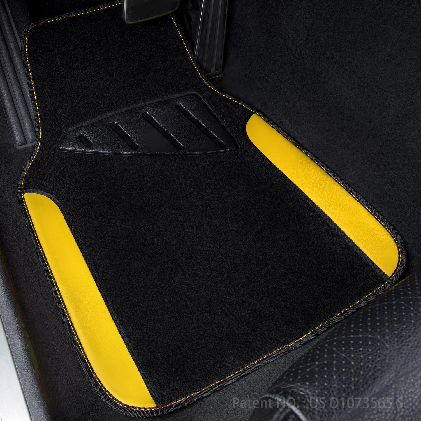 CAR PASS Waterproof Universal Fit Car Floor Mats, Faux Leather Car Carpet Mats, Black Car Mats with Anti-Slip Nibbs Backing & Driver Heel Pad Fit for SUV,Vans,sedans, Trucks,Set of 4pcs(All Black)