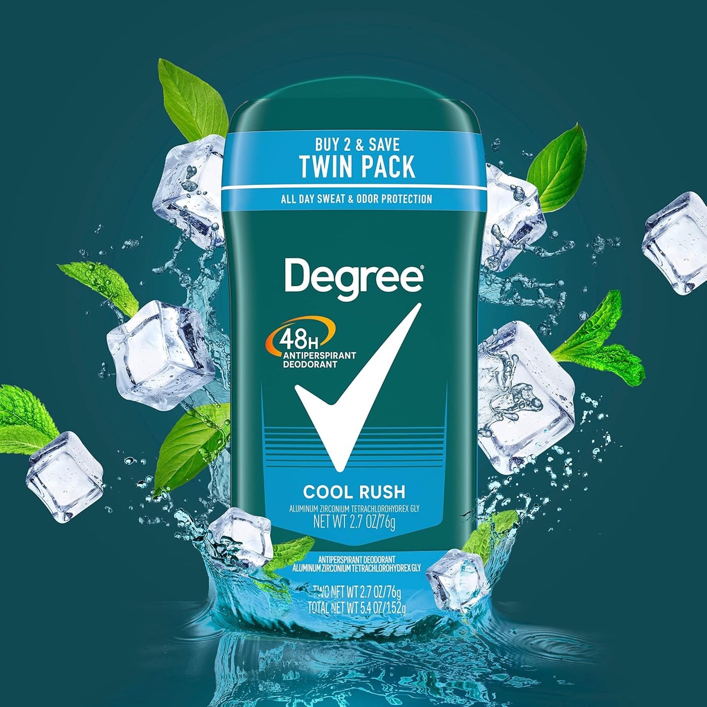 Degree Men Original Antiperspirant Cool Rush Twin Pack Sweat 2 Pack 2.7 oz