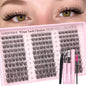 Goddvenus Brown Wispy Eye Lash Clusters Kit Natural Cluster Eyelash Extensions Kit False Eyelash Clusters Fluffy DIY Individual Lash Extensions Kit C Curl