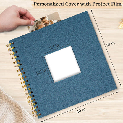 12"x12" Scrapbook Photo Album Linen Cover 40 Sheets 80 Pages White Paper