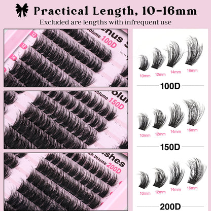Goddvenus Brown Wispy Eye Lash Clusters Kit Natural Cluster Eyelash Extensions Kit False Eyelash Clusters Fluffy DIY Individual Lash Extensions Kit C Curl