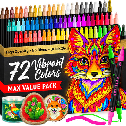 ARTISTRO Dual-Tip Acrylic Paint Marker Pens - Set of 36