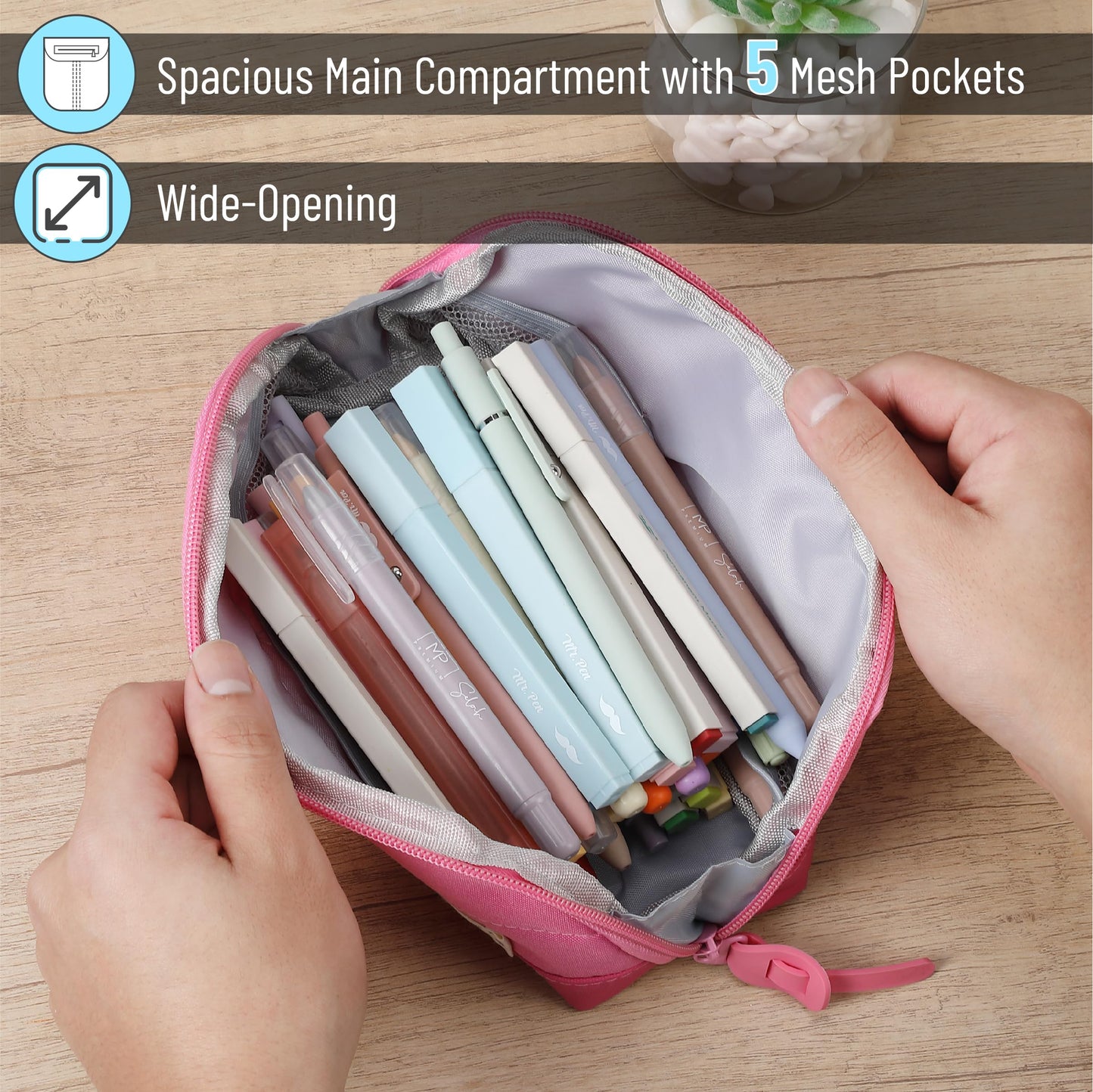 Mr. Pen- Wide-Opening Pencil Case, Triangle Design