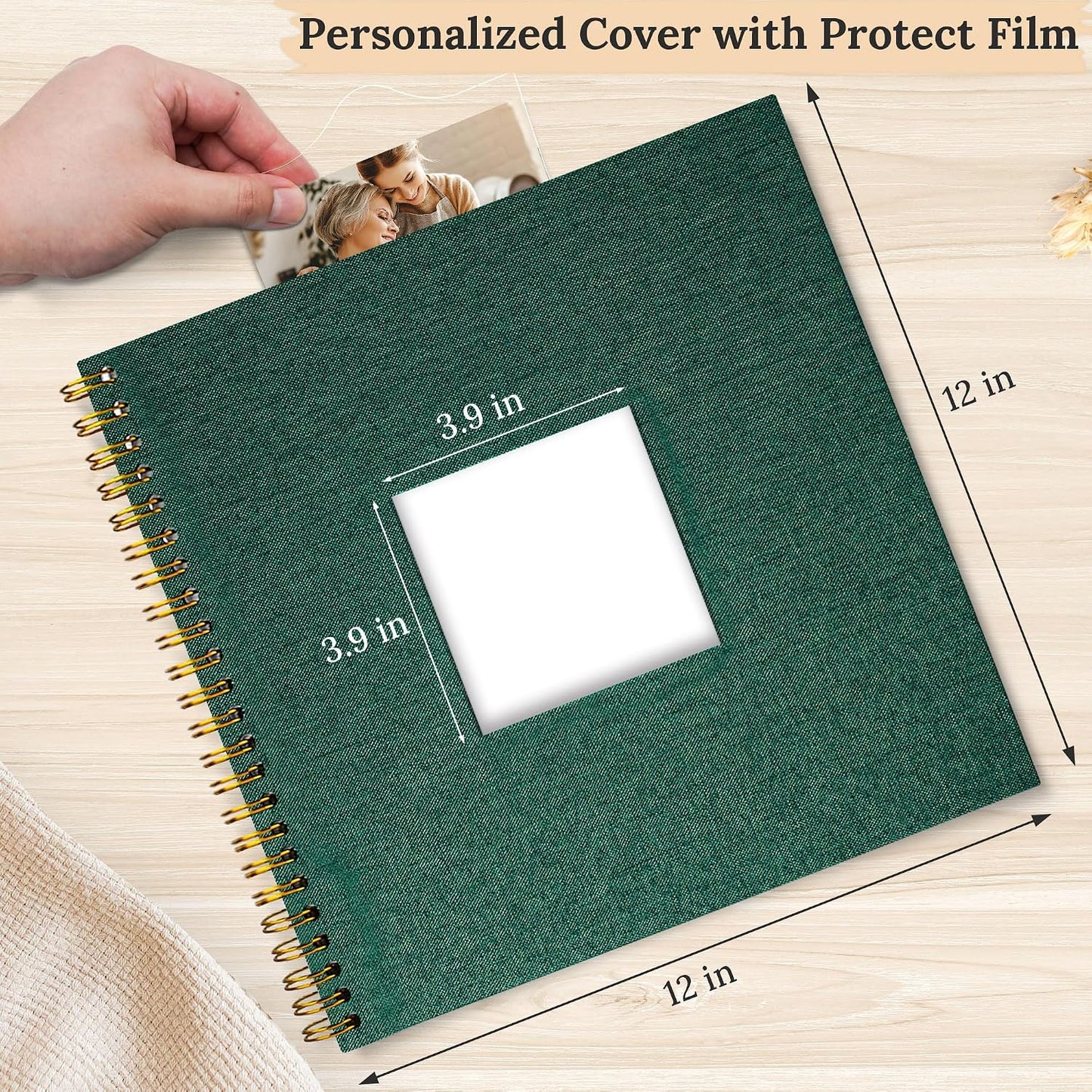 12"x12" Scrapbook Photo Album Linen Cover 40 Sheets 80 Pages White Paper