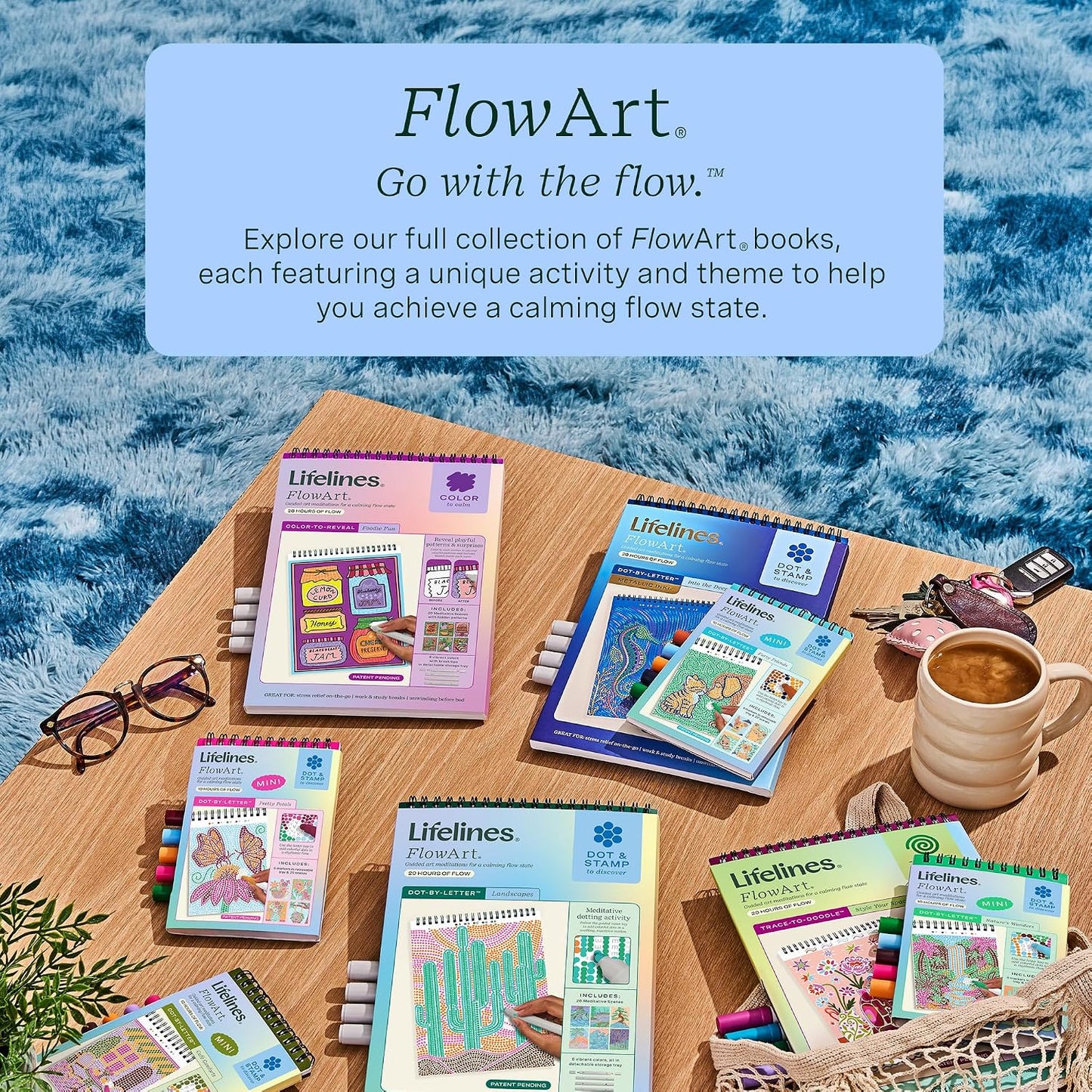 Lifelines FlowArt Mini Activity Pads, 3-Pack, Dot-by-Letter Coloring Books