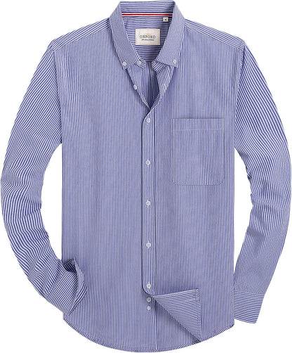 Alimens & Gentle Mens Solid Oxford Shirt Long Sleeve Dress Shirt Work Casual Button Down Shirts with Pocket
