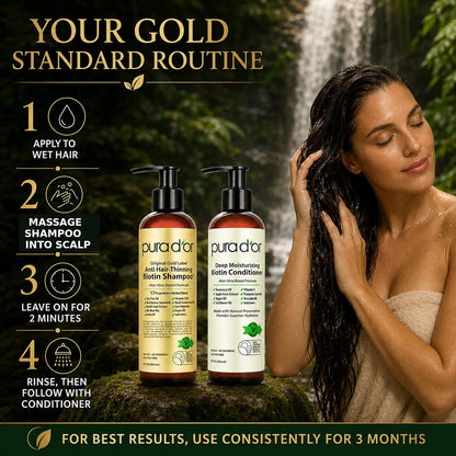 PURA D'OR Deep Moisturizing Biotin Hair Regrwoth Conditioner Thickens, Softens, & Moisturizes Dry, Frizzy, Damaged Hair w/Argan Oil, Pumpkin, Rosemary, Honeysuckle, Vitamin E, Men & Women, 16oz