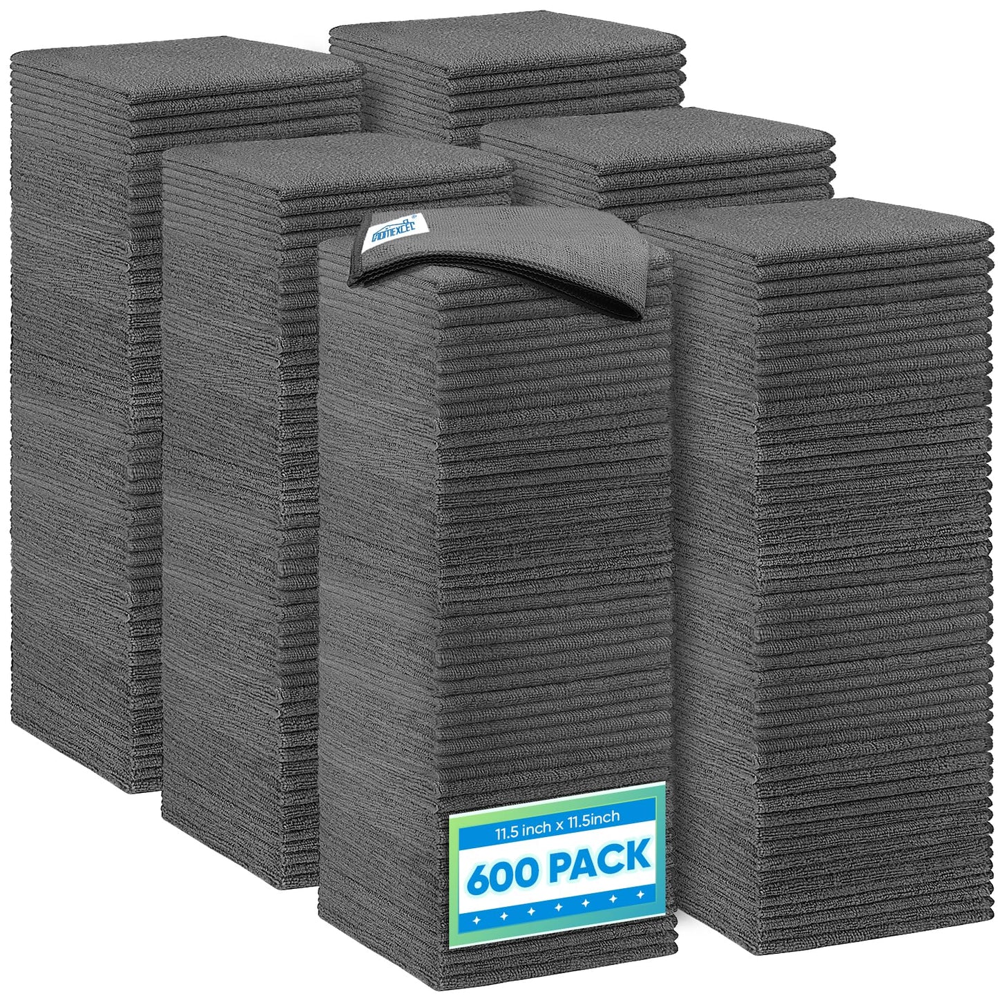 HOMEXCEL Microfiber Cleaning Cloth 12 Pack, 12.5 x 12.5 inch Microfiber Towels for Cars, Ultra Absorbent Washing Cloth, Lint Free Streak Free Cleaning Rags for Car, Kitchen, and Window (Grey)