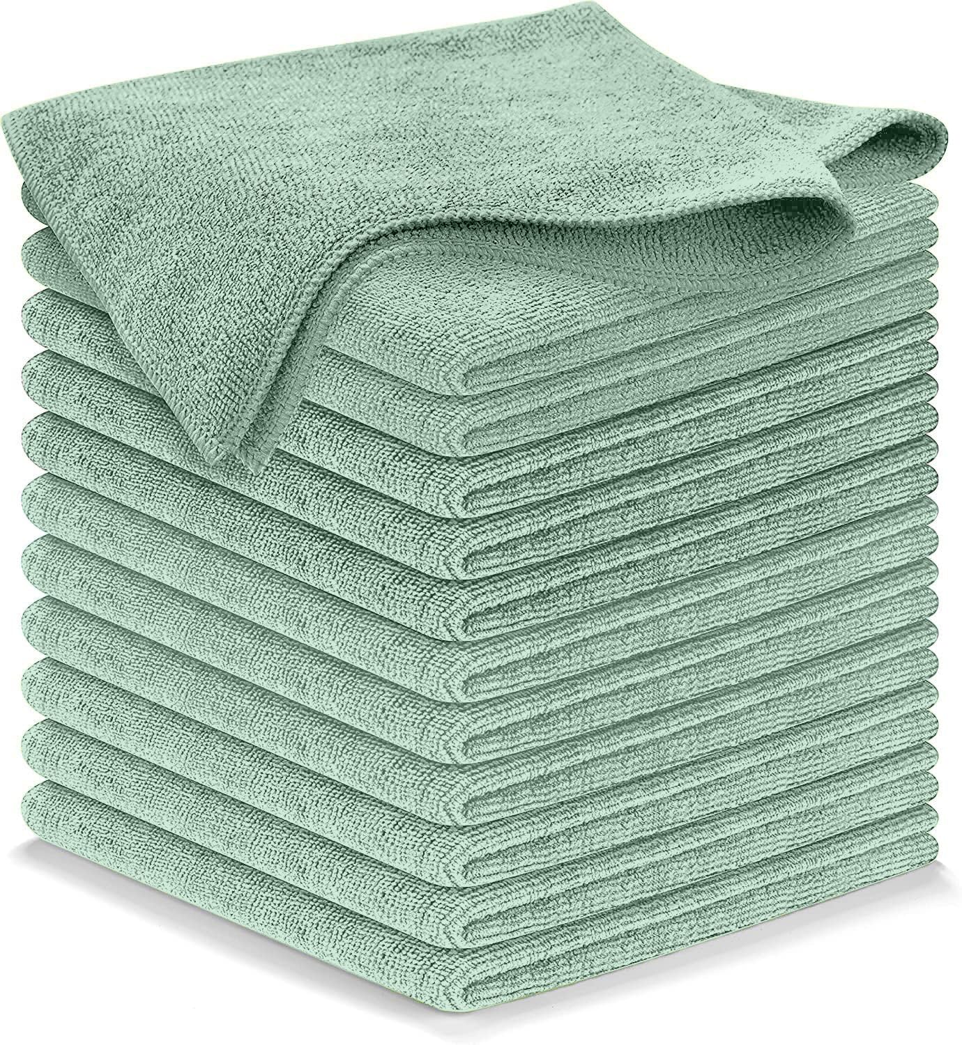 USANOOKS Microfiber Cleaning Cloth Grey - 12 Pcs (12.5"x12.5") - High Performance - 1200 Washes, Ultra Absorbent Microfiber Towel Weave Grime & Liquid for Streak-Free Mirror Shine - Car Washing Cloth