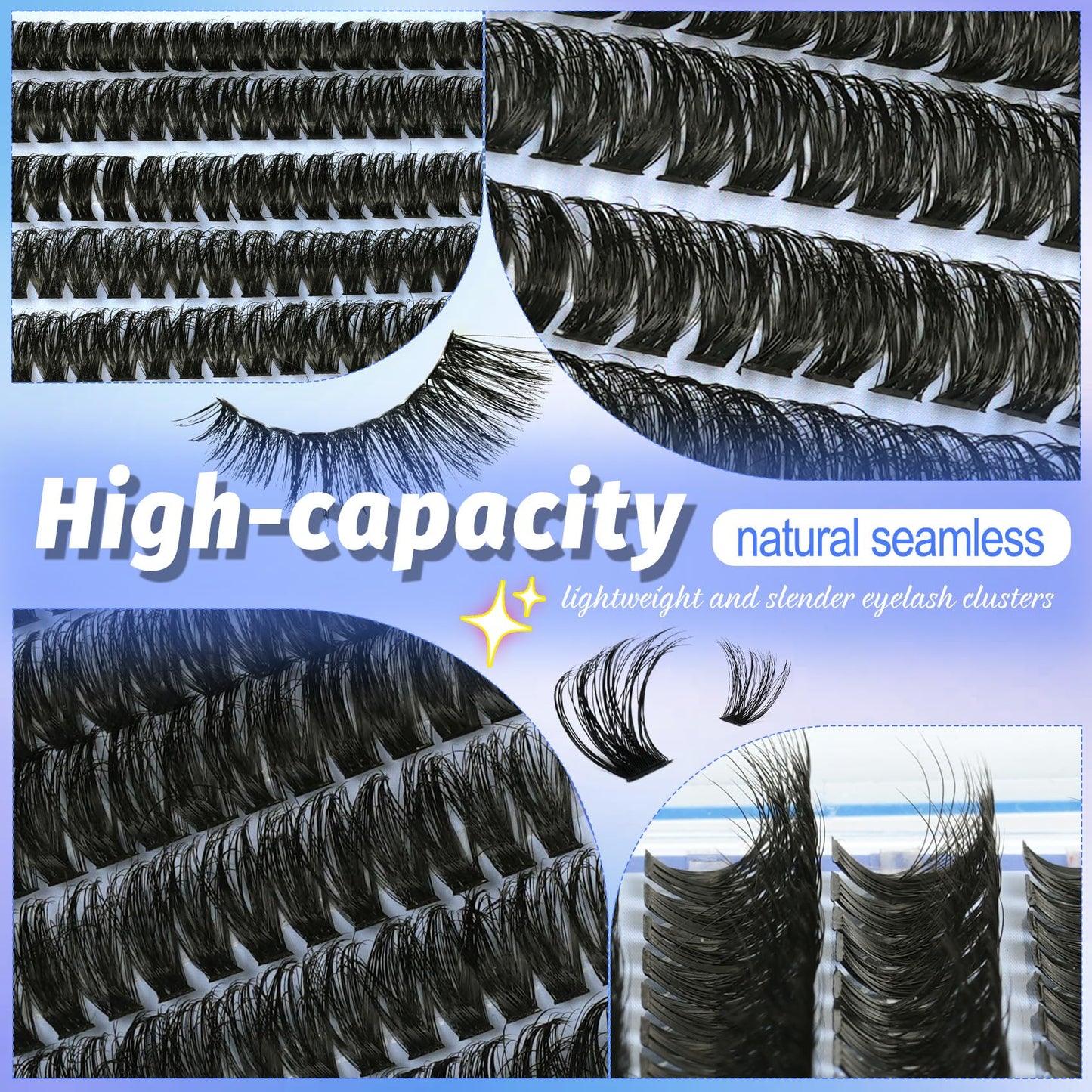 Lash Clusters Wispy 100D Eyelash Clusters 10-18mm Fluff Cluster Eyelash Extensions D Curl No Plastic Feel Individual Lashes Extension 204 Pcs Versatile False Eyelashes Clusters