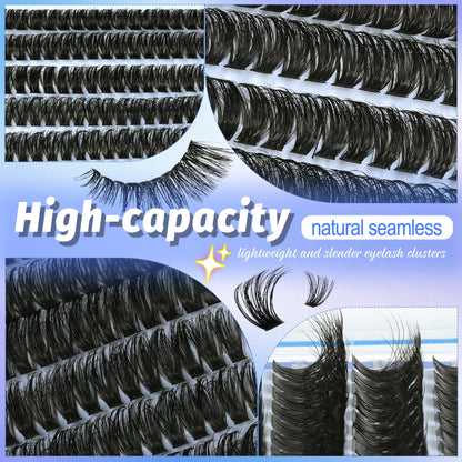 Lash Clusters Wispy 100D Eyelash Clusters 10-18mm Fluff Cluster Eyelash Extensions D Curl No Plastic Feel Individual Lashes Extension 204 Pcs Versatile False Eyelashes Clusters