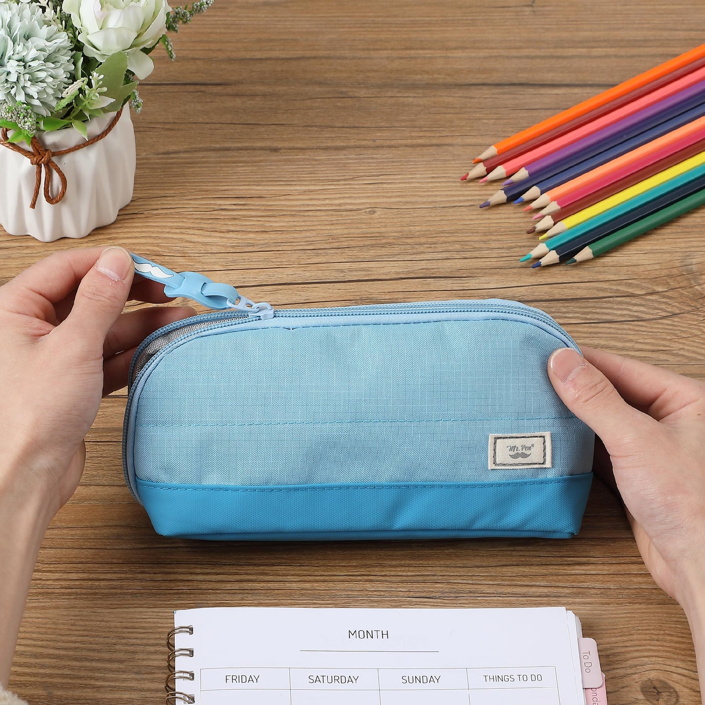Mr. Pen- Wide-Opening Pencil Case, Triangle Design