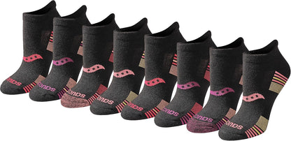 Saucony Women's RunDry Performance Heel Tab Athletic Socks, Available in S-L (8, 16, 24 Pairs)