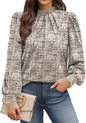 WIHOLL Long Sleeve Shirts for Women Mock Neck Tops Pleated Front Blouses Dressy Casual Spring Fall Clothes 2026 Fashion