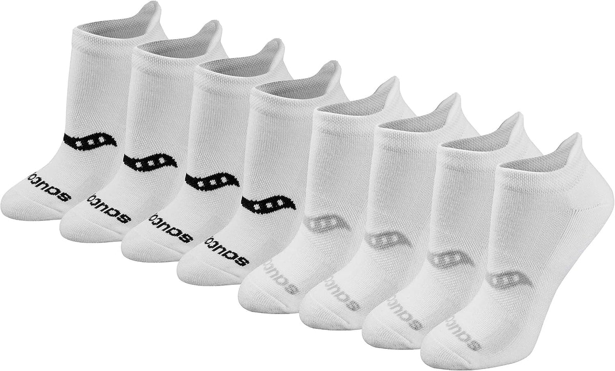 Saucony Women's RunDry Performance Heel Tab Athletic Socks, Available in S-L (8, 16, 24 Pairs)