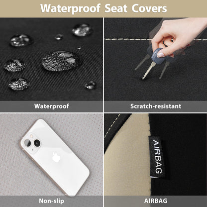 CAR PASS Waterproof Car Seat Covers Front Seats Only with 5mm Composite EVA, Neoprene Car Seat Cover with Separate Headrest Cover, Quick Setup Universal Fit for Car SUV Trucks,Airbag Compatible（Gray