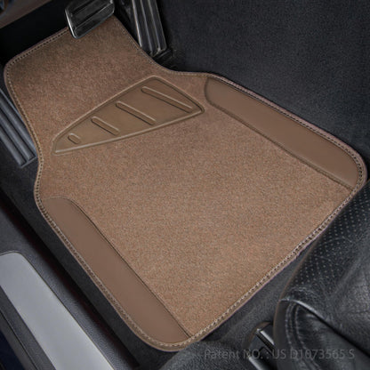 CAR PASS Waterproof Universal Fit Car Floor Mats, Faux Leather Car Carpet Mats, Black Car Mats with Anti-Slip Nibbs Backing & Driver Heel Pad Fit for SUV,Vans,sedans, Trucks,Set of 4pcs(All Black)