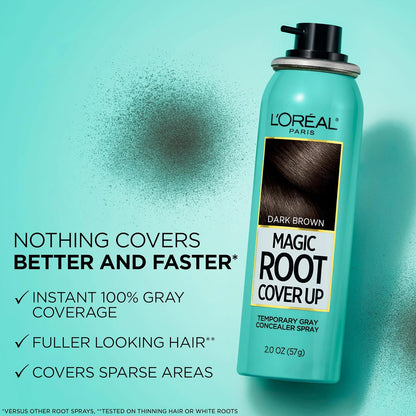 L'Oreal Paris Magic Root Cover Up Gray Hair Spray, 100% Gray Hair Coverage with Buildable, Lightweight, Transfer-Resistant, and Temporary Formula, Ammonia-Free, Dark Blonde, 2 oz (1 Count)