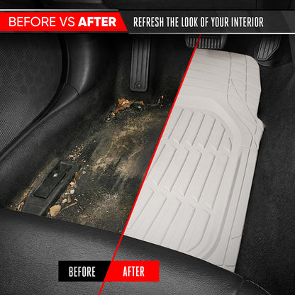 Motor Trend -2 Piece Front Car Floor Mats- Black FlexTough Contour Liners-Deep Dish Heavy Duty Rubber Floor Mats for Car SUV Truck & Van-All Weather Protection, Universal Trim to Fit