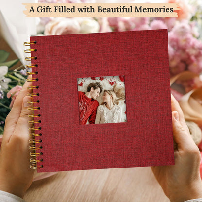 12"x12" Scrapbook Photo Album Linen Cover 40 Sheets 80 Pages White Paper