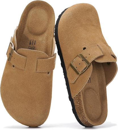 Project Cloud 100% Genuine Leather Womens Cork Footbed Clogs for Women
