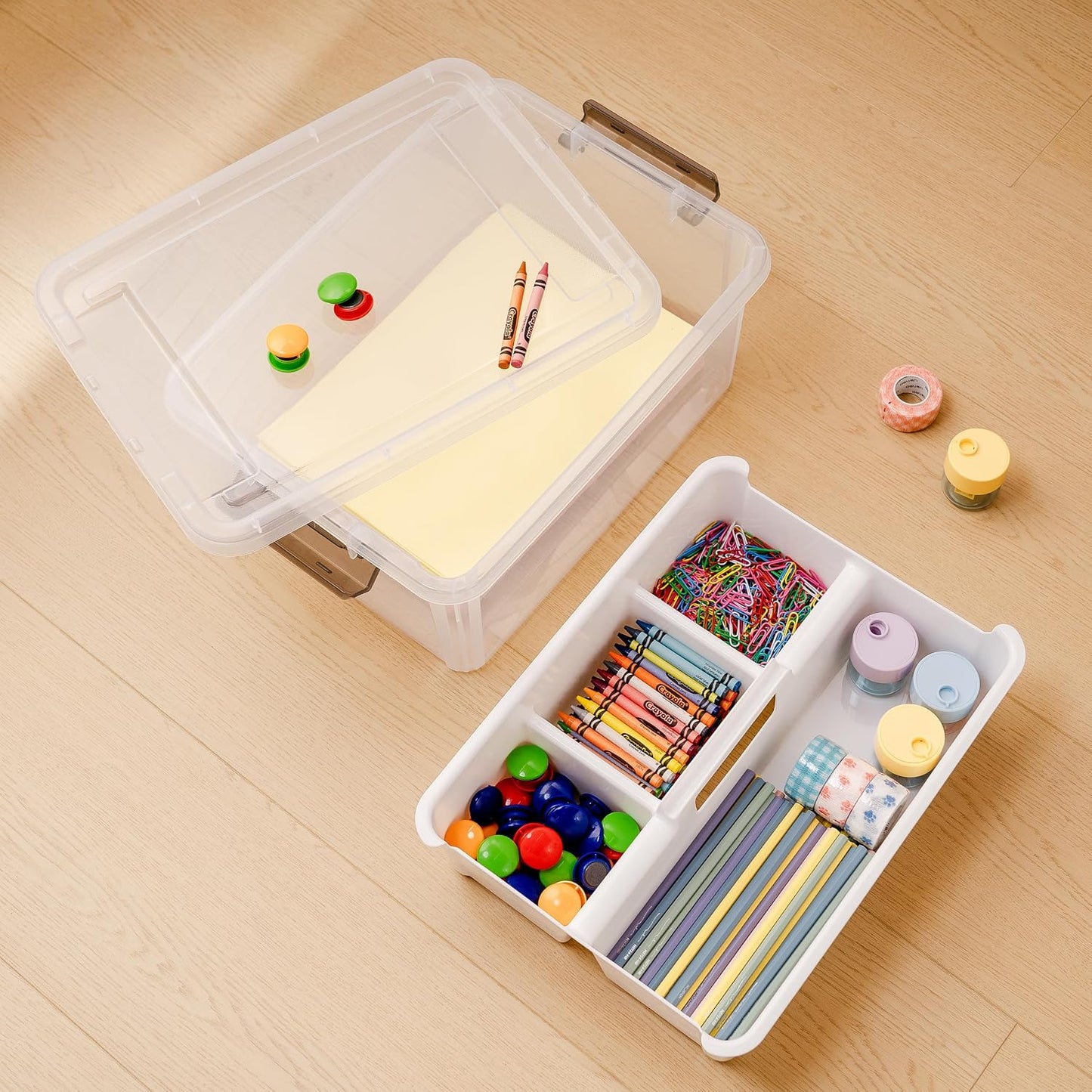 Citylife 6Qt 4Packs Clear Craft Organizers and Storage BOX, Sensory Bins