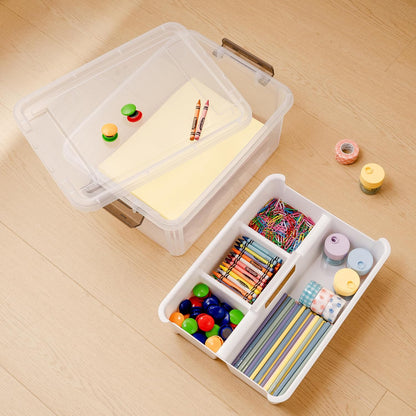 Citylife 6Qt 4Packs Clear Craft Organizers and Storage BOX, Sensory Bins