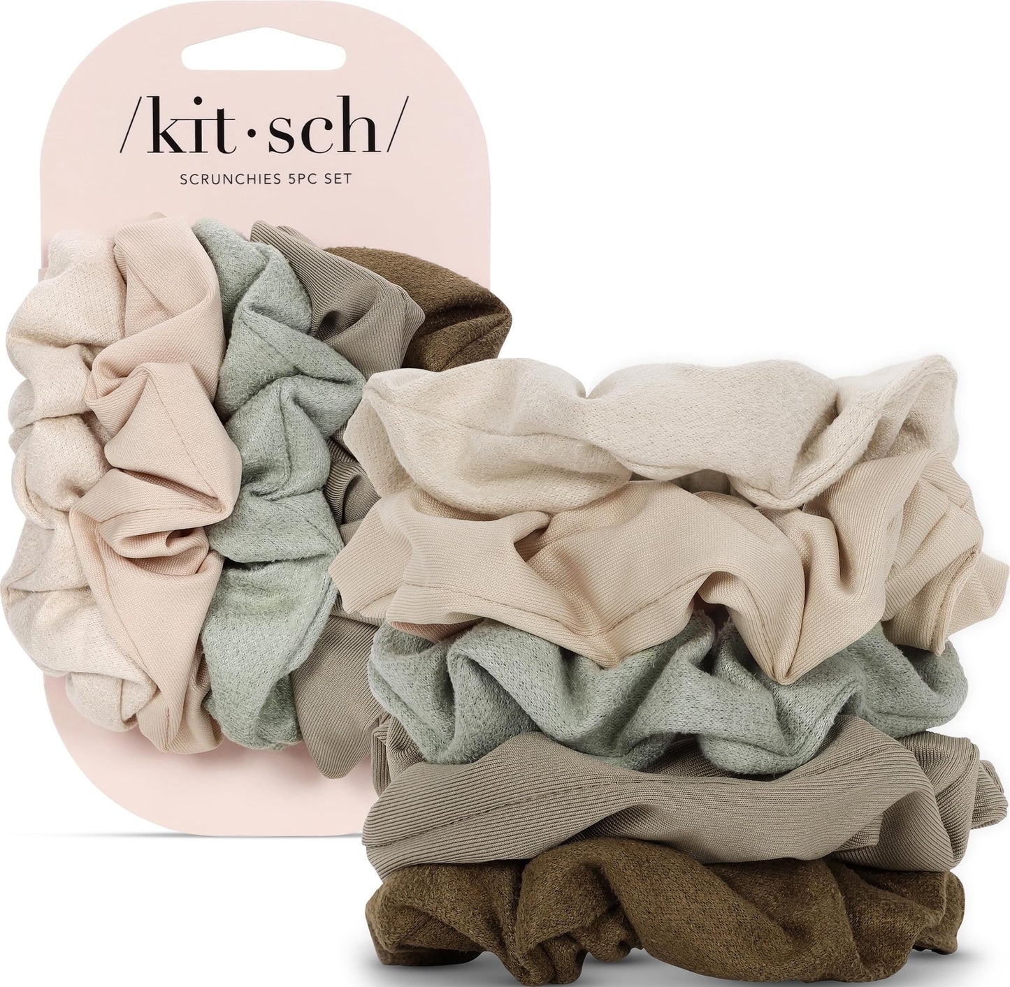 Kitsch Ultra-Petite Satin Scrunchies for Women - Eucalyptus, 6pcs