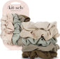 Kitsch Ultra-Petite Satin Scrunchies for Women - Eucalyptus, 6pcs