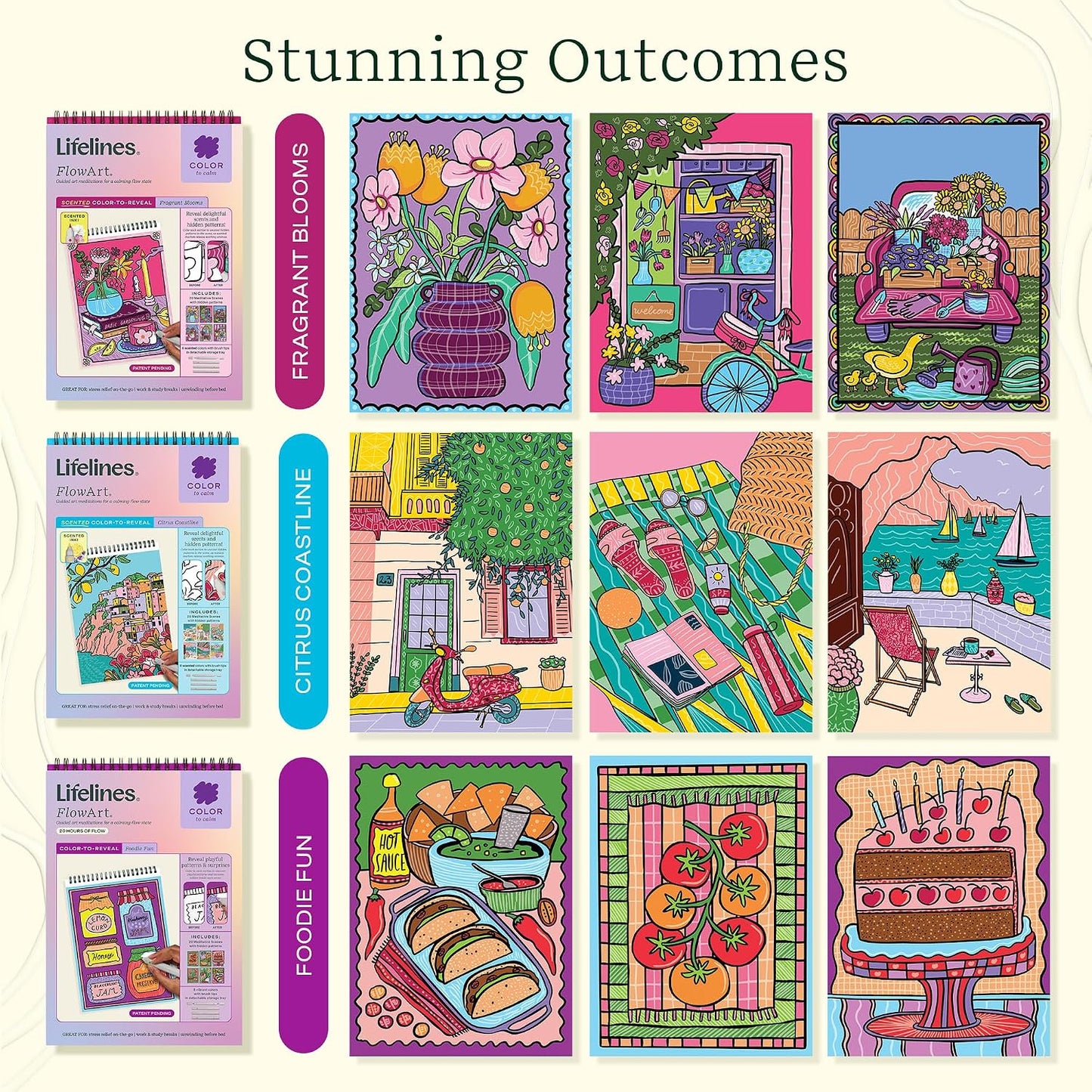 Lifelines FlowArt Mini Activity Pads, 3-Pack, Dot-by-Letter Coloring Books